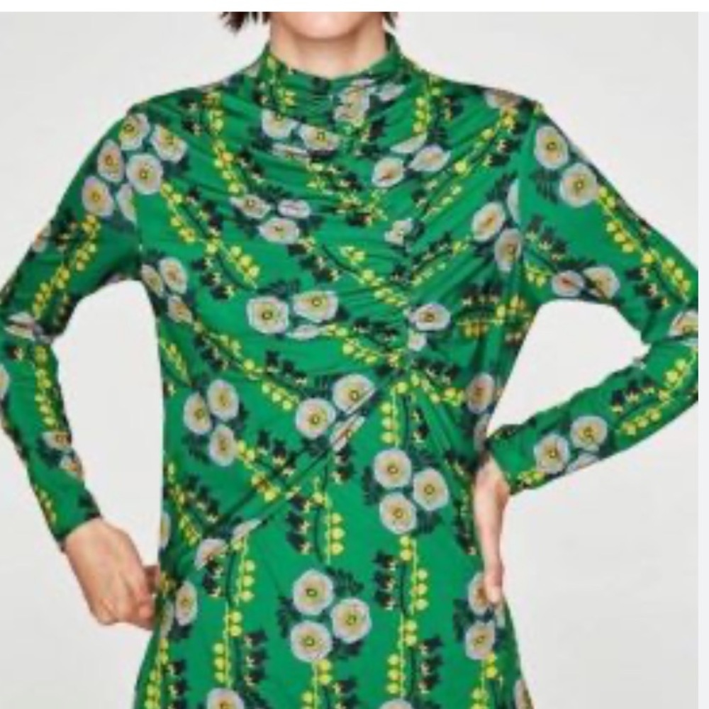 Green Floral Top /Dress Worn by Justine Bateman| Zara | Sz Small